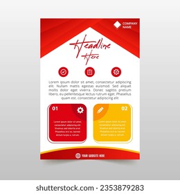 Vector Geometric Red Business Flyer Template mit abgerundeten Linien, kann für Geschäftsdesigns, Präsentationen oder alle geeigneten Designs verwendet werden.