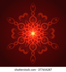 Vector geometric red glow mandala