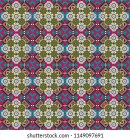 Vector geometric red, gray and blue seamless background.