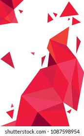 Vector geometric red polygonal abstract background with triangles. Place for text. Can be used as splash screen for mobile application or smartphone. Vertical layout
