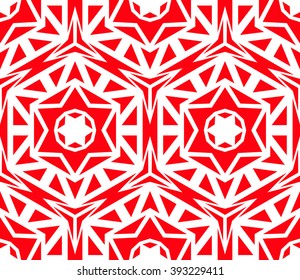 Vector Geometric Red Rose Pattern. Abstract floral background for fabric print, fashionable textile, furniture. Red flower pattern in minimalistic style. Vector flower design, decorative roses pattern