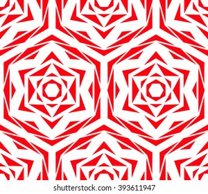 Vector Geometric Red Rose Pattern. Abstract floral background for fabric print, fashionable textile, furniture. Red flower pattern in minimalistic style. Vector flower design, decorative roses pattern