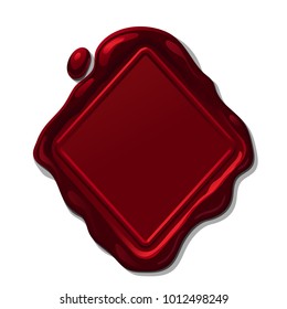 vector geometric red wax seal. isolated on white background. Elegant old post stamp, waxseal, signature, postmark, mark for envelope, letter, document, certificate, check. Handdrawn design element 08