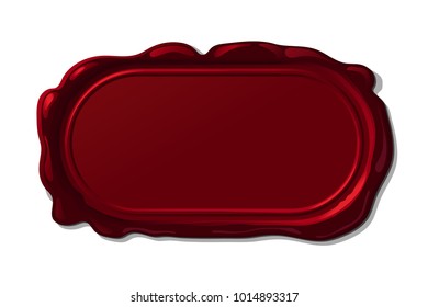 vector geometric red wax seal. isolated on white background. Elegant old post stamp, waxseal, signature, postmark, mark for envelope, letter, document, certificate, check. Handdrawn design element 09