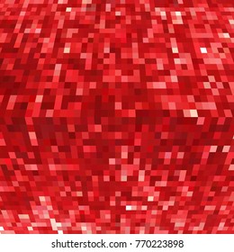 Vector geometric red white background with mesh or grid of squares with perspective effect. mosaic style. Light color space for your text, headline or some design. Digital background.