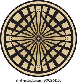 Vector geometric round gold pattern. Ornamental circle, abstraction
