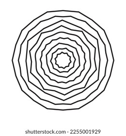 Geometrisches rundes Vektorsymbol, abstraktes Schwarz-Weiß-Design.