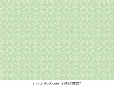 Vector of geometric seamless background. Classic circle shape of sweet green tone. Abstract pattern of geometric shapes. Japanese seamless BG and pattern in oriental geometric traditional style.