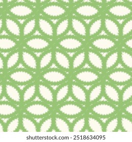 Vector geometric seamless flower zigzag  wave pattern background. Tracery garlands. circles abstract, Abstract pastel green color mosaic background.
