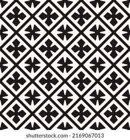 Vector Geometric Seamless Monochrome Pattern