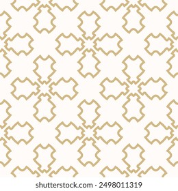 Vektorgeometrisches nahtloses Ornament im orientalischen Stil. Goldenes Luxusmuster. Abstrakter ornamentaler Hintergrund mit floralen Formen, Blätter in regelmäßigem Raster. Gold und Weiß Design für Dekoration, Druck