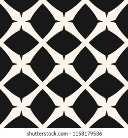 Vector geometric seamless pattern. Abstract monochrome texture with big rhombuses, mosaic, grid, net, mesh, lattice. Simple minimalist black and white graphic background. Repeatable square design
