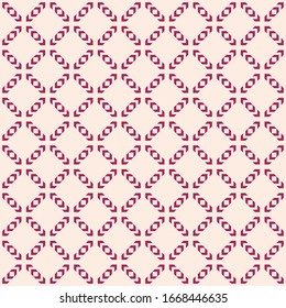 Vector geometric seamless pattern. Abstract texture with squares, grid, lattice, net. Burgundy and light pink color. Luxury ornament background. Repeat geo design for decor, print, wallpapers, fabric