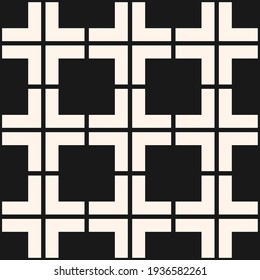 Vector geometric seamless pattern. Abstract black and white texture with big squares, grid, lattice, grill, net. Stylish modern monochrome background. Simple repeat design for print, fabric, wallpaper