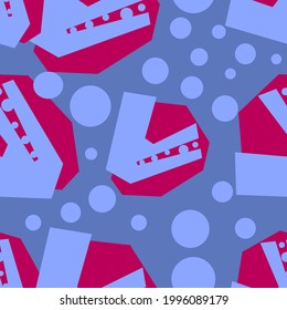 vector geometric seamless pattern with abstract letters and dots, abstract pattern with letters