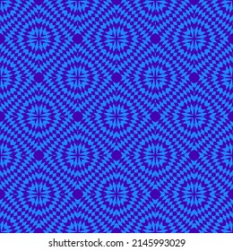 Vector geometric seamless pattern. Abstract colorful mosaic ornament. Simple checkered texture. Op art pattern. Optical illusion background in bright neon colors, blue and purple. Modern geo design