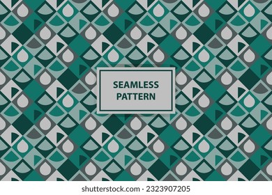 Vector geometric seamless pattern. Abstract graphic background with squares, lines, grid. Simple geo texture. Light green and white color. Ethnic style ornament. Repeat vintage design for decor, print