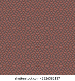 Vector geometric seamless pattern. Abstract graphic background with diamonds, rhombuses, grid. Red and brown color. 1970s - 1980s style ornament. Repeat retro vintage geo design for decor, textile