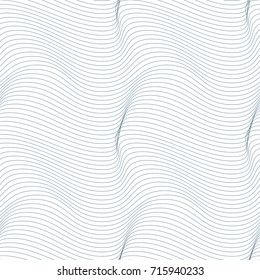 Vector geometric seamless pattern, abstract endless composition created with wavy lines. Black and white background with intertwine thin lines.