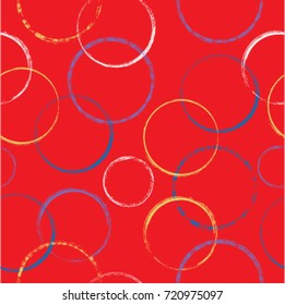 Vector Geometric Seamless Pattern . Abstract wallpaper with grunge shapes. Endless texture . Circle , round stamps