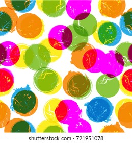 Vector Geometric Seamless Pattern . Abstract wallpaper with grunge shapes. Endless texture . Circle , round stamps