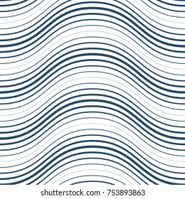 Vector geometric seamless pattern, abstract endless composition created with wavy lines. Black and white background with intertwine thin lines.