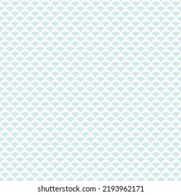 Vector geometric seamless pattern in art deco style. Simple abstract light blue and white background with curved shapes, fish scale, mesh ornament.  Subtle minimalist texture. Modern repeat geo design