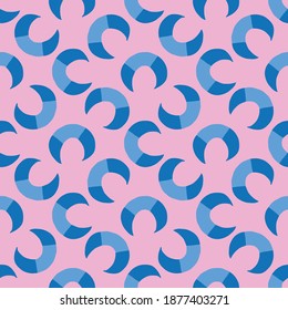 Vector geometric seamless pattern background. Hand drawn, blue and pink colors.