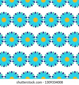 Vector of  geometric seamless pattern with blue flowers