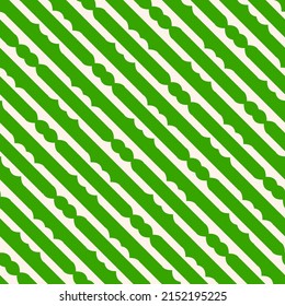 Vector geometric seamless pattern with carved diagonal lines, stripes. Simple green and white abstract striped ornament. Elegant graphic background texture. Stylish repeat design for decor, wallpaper