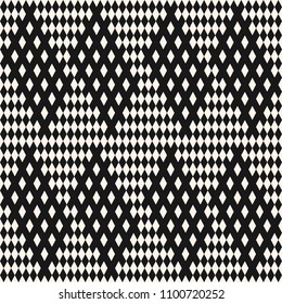 Vector geometric seamless pattern. Checkered plaid texture. Ethnic tribal style. Abstract black and white knit ornament. Graphic background with diagonal lines, rhombuses, grid. Modern repeat design