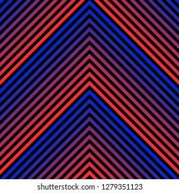 Vector geometric seamless pattern with colorful lines, stripes, chevron, halftone effect. Abstract sport graphic texture. Trendy background in retro 1980-1990’s fashion style. Neon red and blue colors