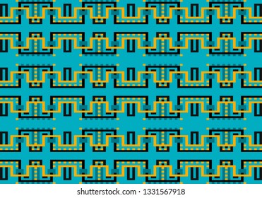 Vector geometric seamless pattern with colorful lines and squares.