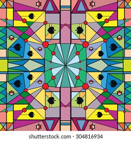 Vector geometric seamless pattern, colorful abstract background with hand drawn repeating texture. Tribal ethnic arabic Indian ornament