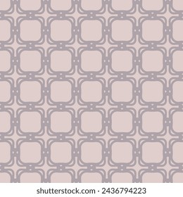 Vector geometric seamless pattern with curved lines, grid, mesh, net, lattice, repeat tiles. Simple soft pink ornament texture. Subtle elegant minimal abstract background. Repeated decorative design