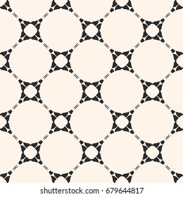 Vector geometric seamless pattern with delicate circular lattice. Simple abstract monochrome background. Repeat tiles. Elegant texture in oriental style. Design for decoration, textile, fabric, prints