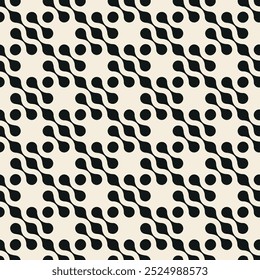 Vector geometric seamless pattern with diagonal wavy dot elements