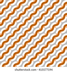 Vector geometric seamless pattern with diagonal waves, lines and stripes in vintage colors. Striped modern bold print in vintage art deco style for spring summer fashion. Abstract waving background