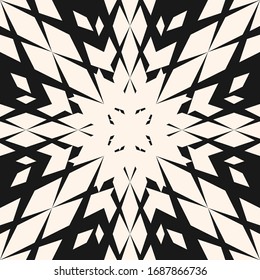 Vector geometric seamless pattern with diamonds, rhombuses, flower silhouette, star. Abstract monochrome texture with halftone effect. Stylish black and white repeat geo background. Tileable design