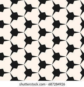 Vector geometric seamless pattern with edgy triangular shapes. Simple abstract monochrome ornament texture. Modern geometrical repeat background. Elegant design element for decor, fabric, furniture