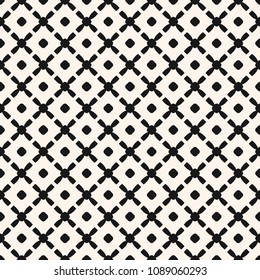 Vector geometric seamless pattern with elegant carved lattice, grid, mesh, crosses, circles. Monochrome ornament texture. Abstract black and white background. Endless design for decor, prints, textile