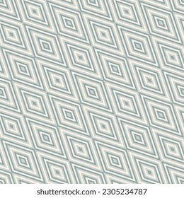 Vector geometric seamless pattern. Elegant abstract graphic background with diamonds, rhombuses, diagonal grid. Sage green color. Ethnic tribal style ornament. Subtle repeat retro vintage geo design