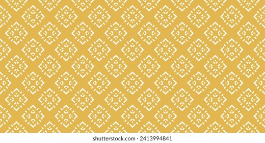 Vector geometric seamless pattern. Elegant mustard yellow color ornament. Winter Christmas theme abstract graphic background. Simple minimal ethnic folk style texture. Repeated decorative geo design