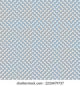 Vector geometric seamless pattern. Ethnic tribal style ornament. Abstract graphic background with squares. Simple embroidery texture. Plaid pattern. Blue and beige color. Retro vintage repeat design