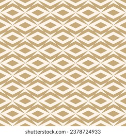 Vector geometric seamless pattern with golden rhombuses, diamonds, mosaic tiles. Simple gold and white ornament. Abstract vintage background texture. Stylish repeated design for decor, print, textile