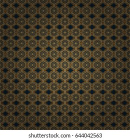 Vector geometric seamless pattern with golden gradients. For your design, wallpaper. Golden color seamless illustration on a blue backdrop. Geometric background.