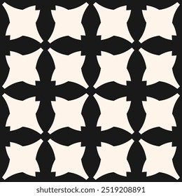 Vector geometric seamless pattern in gothic style. Abstract black and white ornament texture with cross shapes, repeat tiles, lattice, grid. Simple monochrome background design with medieval motifs 