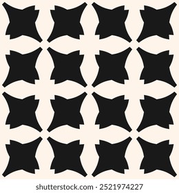 Vector geometric seamless pattern in gothic style. Abstract black and white ornament texture with cross shapes, repeat tiles. Simple monochrome background with medieval motifs. Repeated geo design