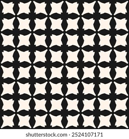 Vector geometric seamless pattern in gothic style. Abstract black and white ornament texture with cross shapes, repeat tiles, lattice, grid. Elegant monochrome background design with medieval motifs