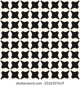 Vector geometric seamless pattern in gothic style. Abstract black and white ornament texture with cross shapes, repeat tiles, grid. Simple monochrome background with medieval motifs. Repeated design